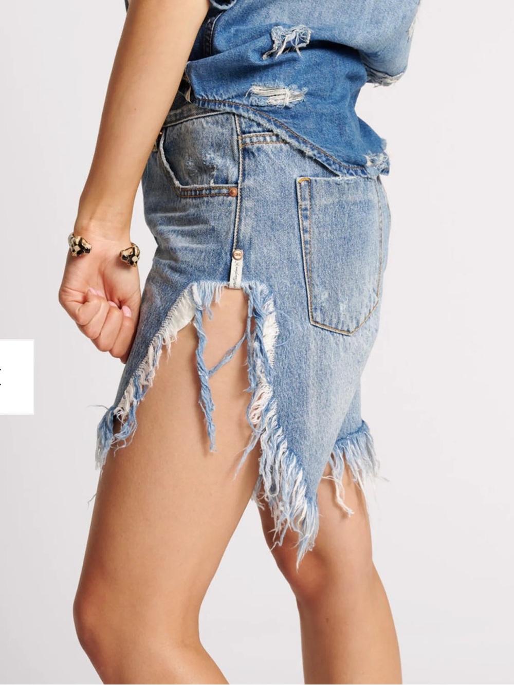 One Teaspoon Frankies Long Length Denim Shorts - Hollywood - Picture 4 of 9